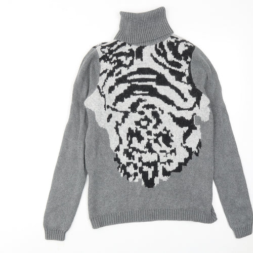 Gharani Strok Womens Grey Roll Neck Cotton Pullover Jumper Size 12