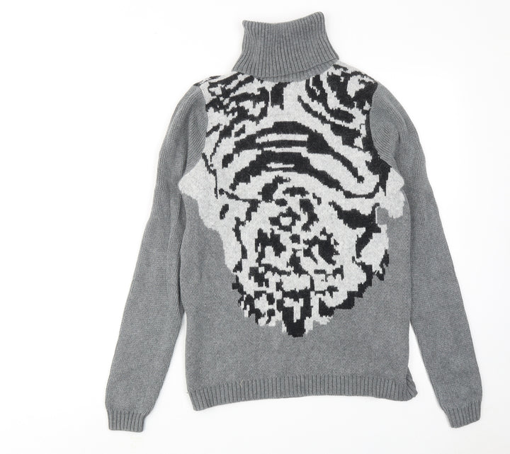 Gharani Strok Womens Grey Roll Neck Cotton Pullover Jumper Size 12