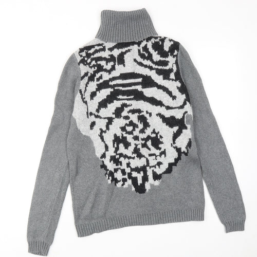 Gharani Strok Womens Grey Roll Neck Cotton Pullover Jumper Size 12