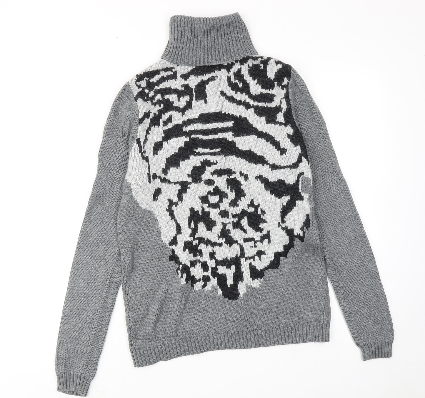 Gharani Strok Womens Grey Roll Neck Cotton Pullover Jumper Size 12