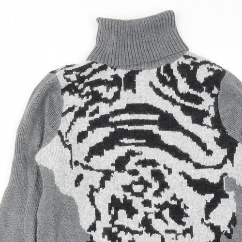 Gharani Strok Womens Grey Roll Neck Cotton Pullover Jumper Size 12