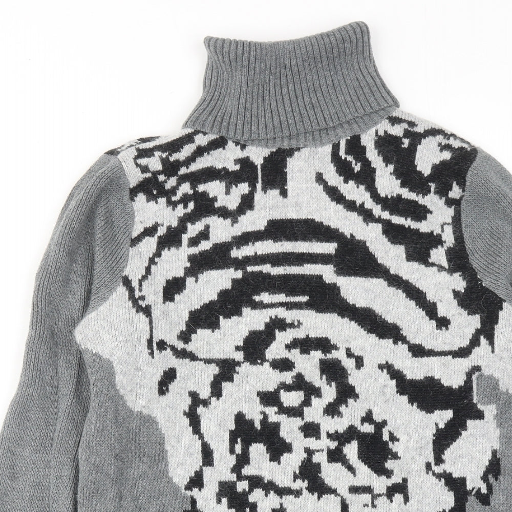 Gharani Strok Womens Grey Roll Neck Cotton Pullover Jumper Size 12