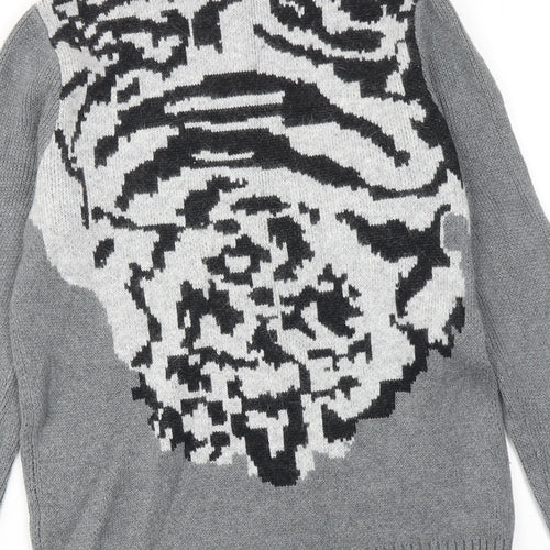 Gharani Strok Womens Grey Roll Neck Cotton Pullover Jumper Size 12