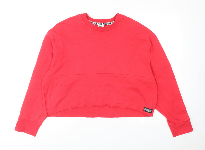 PINK Womens Red Cotton Pullover Sweatshirt Size L Pullover