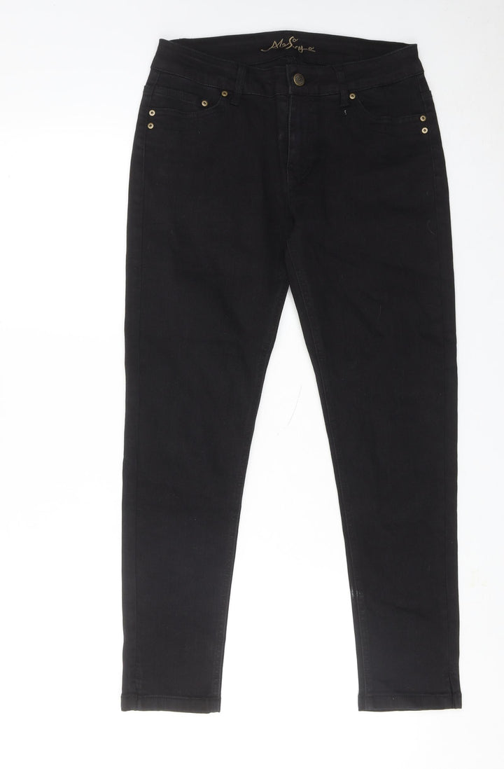 Alisa Sonya Womens Black Cotton Skinny Jeans Size 12 Regular Zip