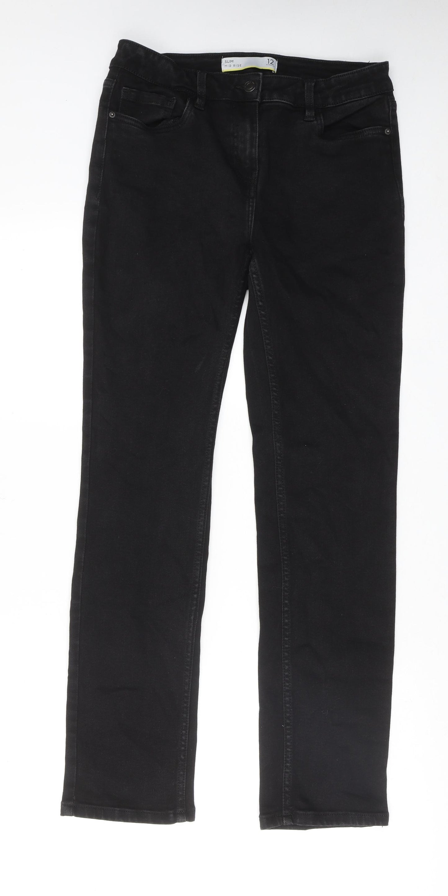 NEXT Womens Black Cotton Skinny Jeans Size 12 Slim Zip