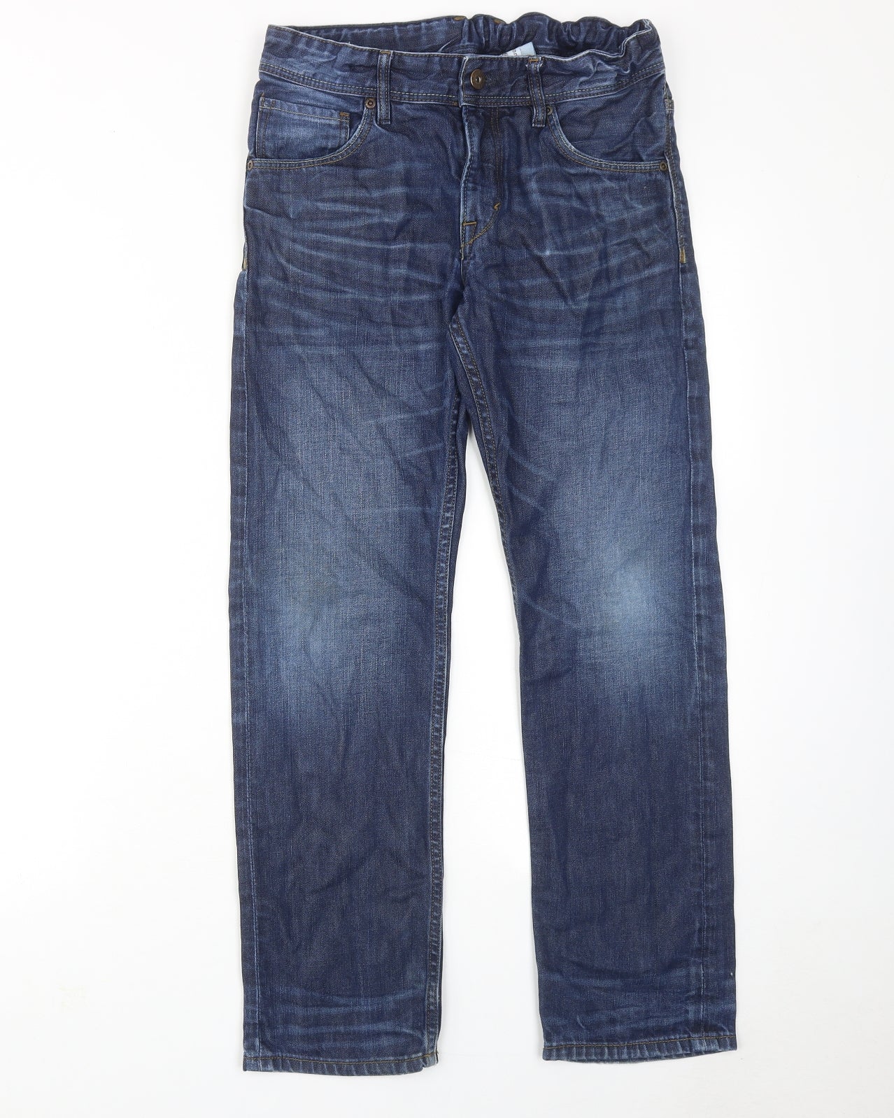 H&M Boys Blue Cotton Straight Jeans Size 14 Years Regular Zip