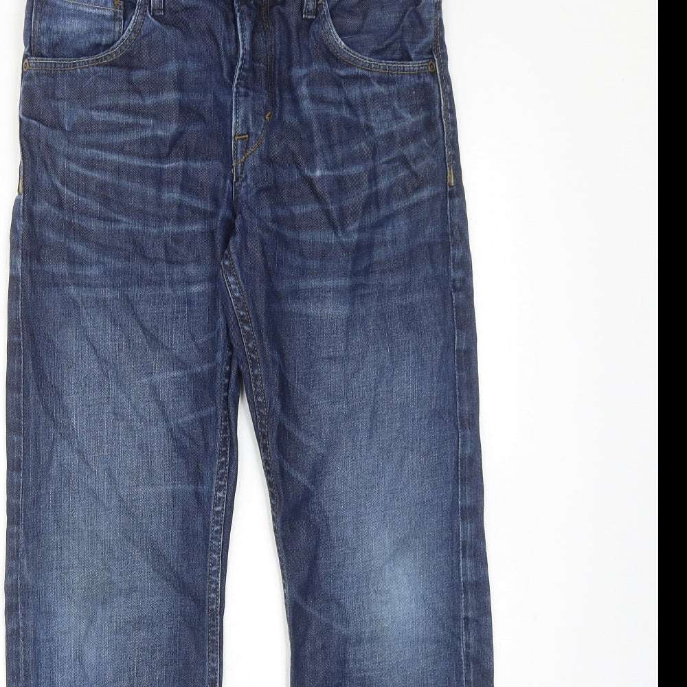 H&M Boys Blue Cotton Straight Jeans Size 14 Years Regular Zip