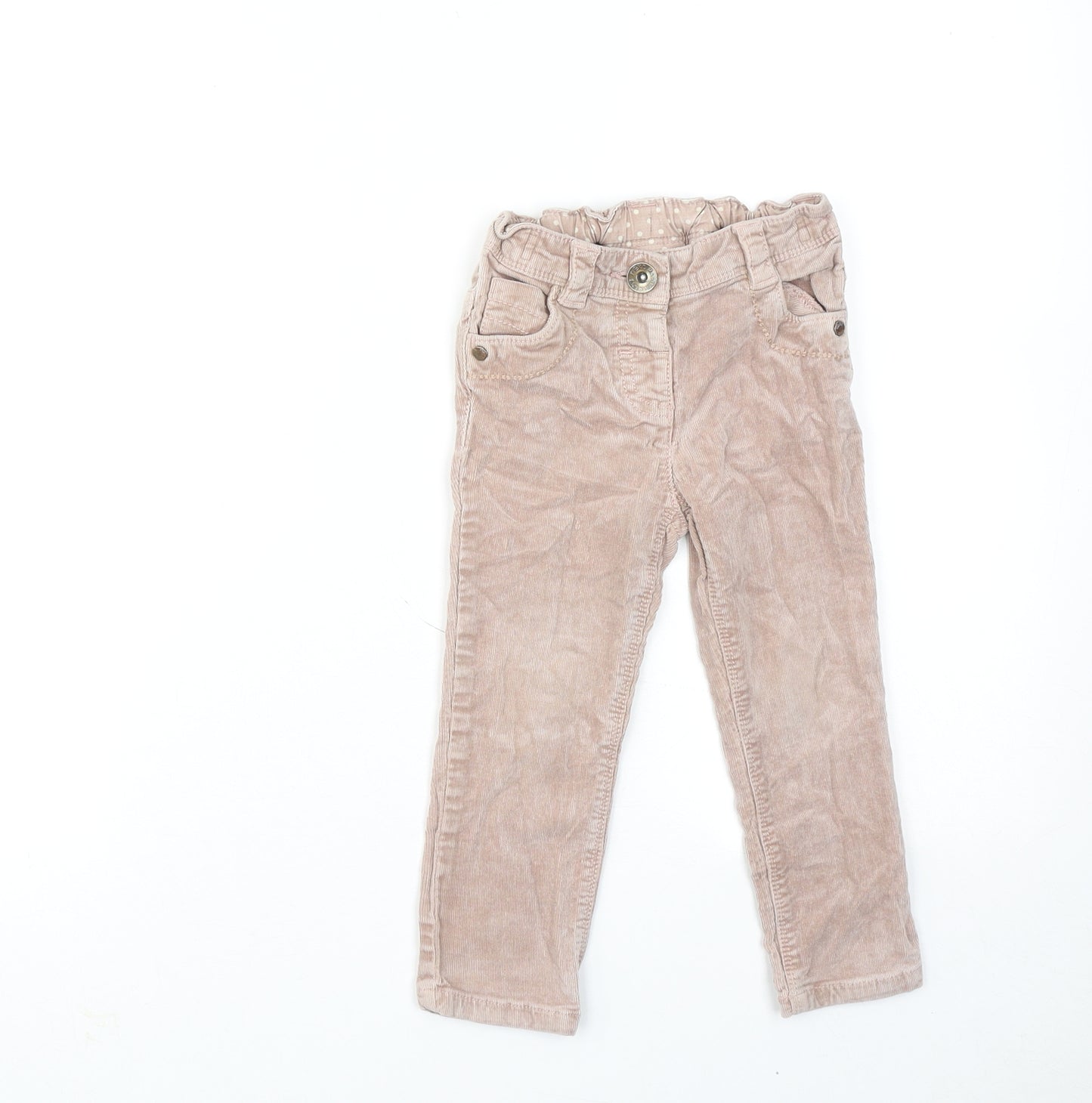 NEXT Girls Pink Cotton Chino Trousers Size 2-3 Years Regular Zip