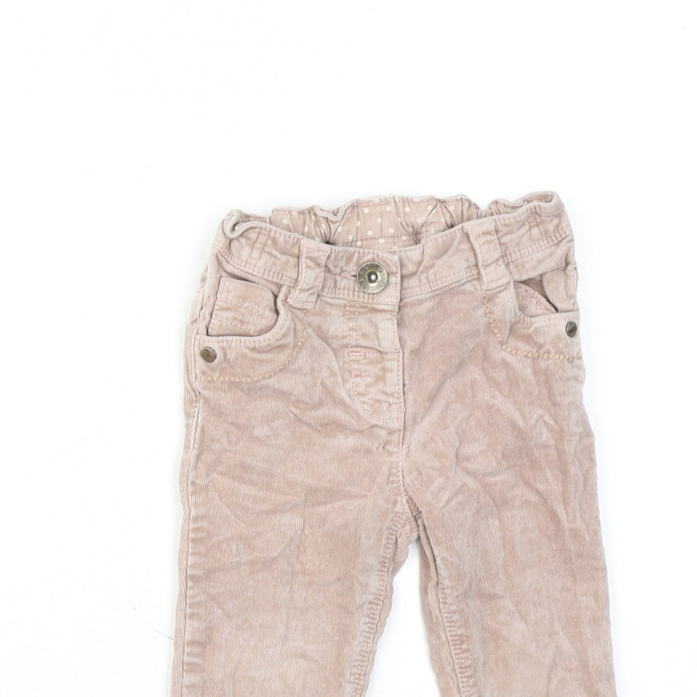 NEXT Girls Pink Cotton Chino Trousers Size 2-3 Years Regular Zip