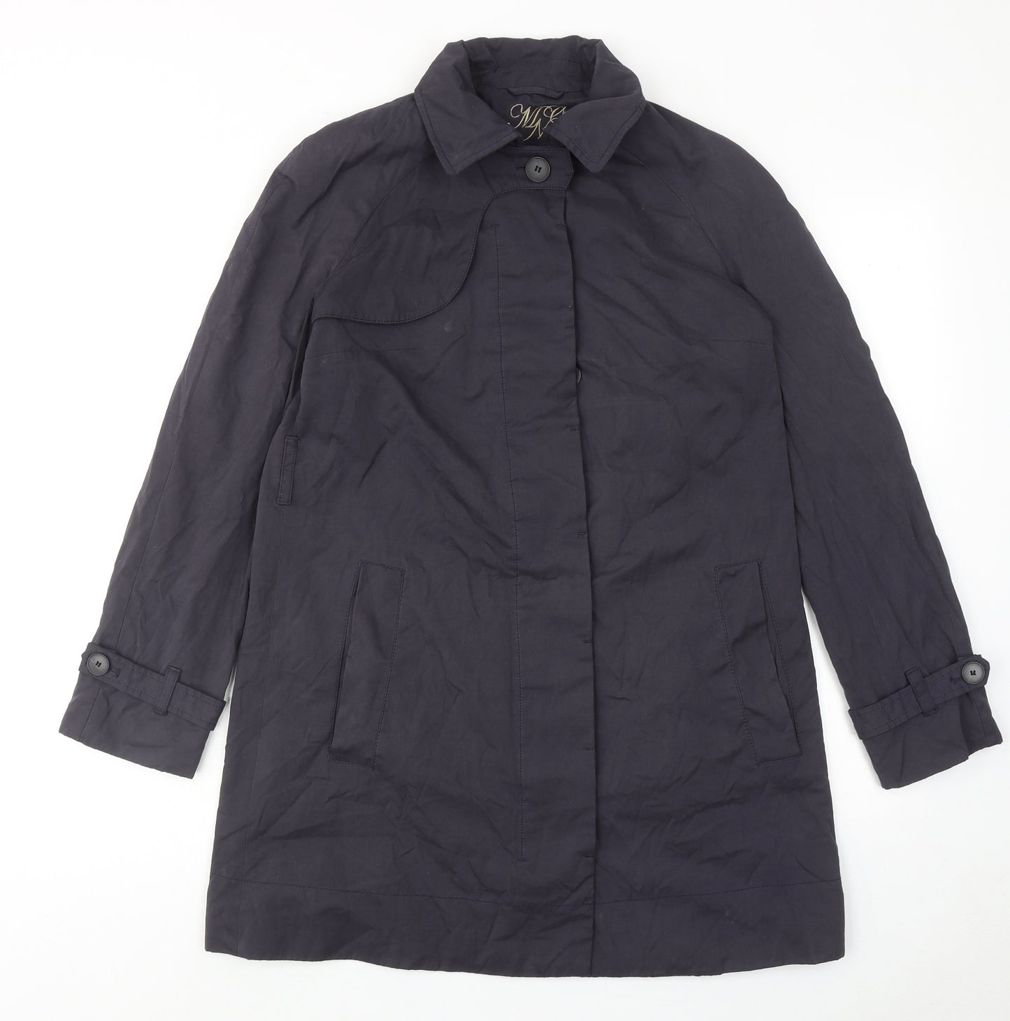 Mango Womens Blue Overcoat Coat Size S Button
