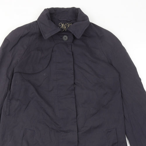 Mango Womens Blue Overcoat Coat Size S Button