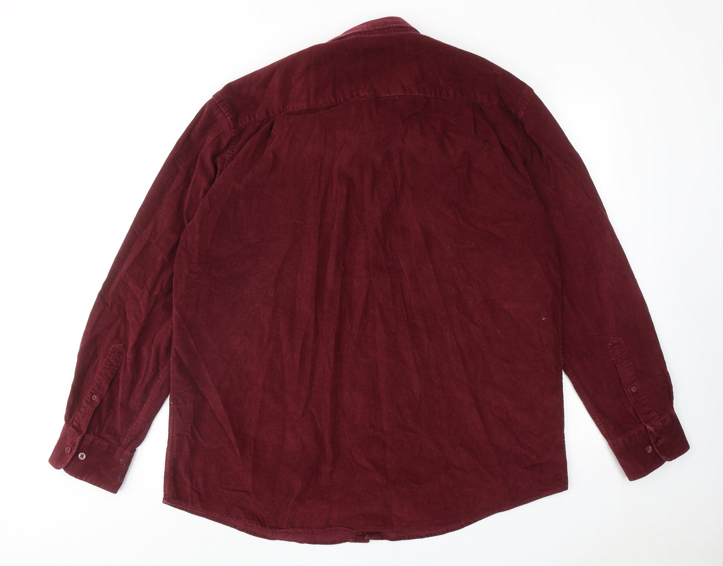 Samuel Windsor Mens Red Cotton Button-Up Size XL Collared Button