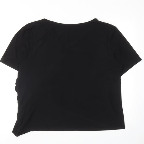 Marks and Spencer Womens Black Polyester Basic T-Shirt Size 20 V-Neck - Wrap Style