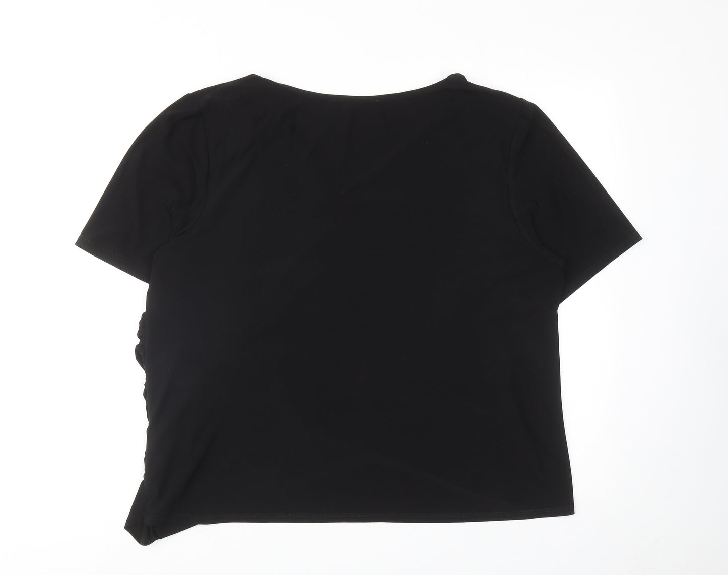 Marks and Spencer Womens Black Polyester Basic T-Shirt Size 20 V-Neck - Wrap Style