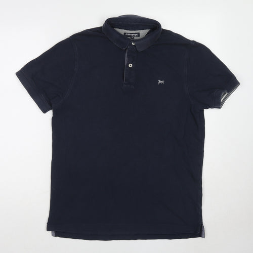 Hampton Mens Blue Cotton Polo Size M Collared Button