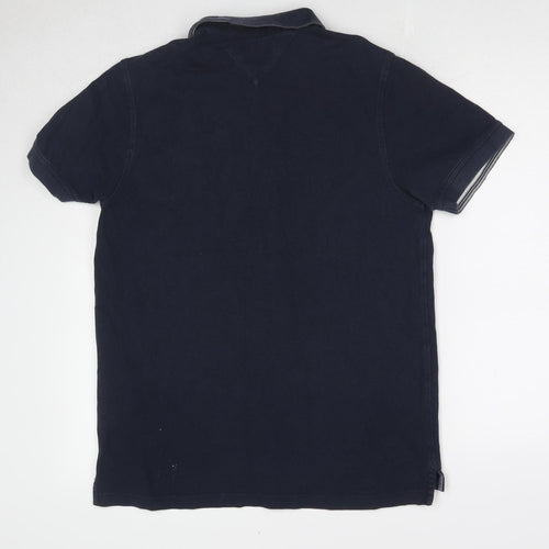Hampton Mens Blue Cotton Polo Size M Collared Button