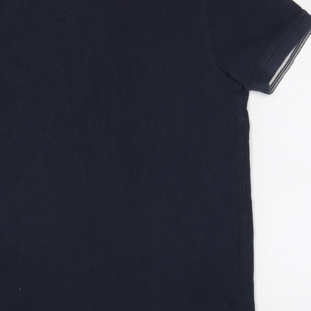 Hampton Mens Blue Cotton Polo Size M Collared Button