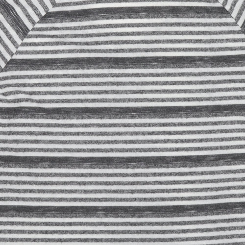 Encuentro Womens Grey V-Neck Striped Polyester Pullover Jumper Size S