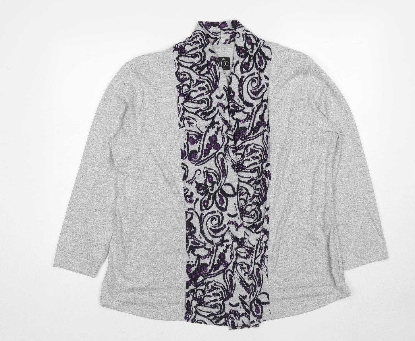 TIGI Womens Grey V-Neck Polyester Pullover Jumper Size 18 - Size 18-20 Cardigan Effect