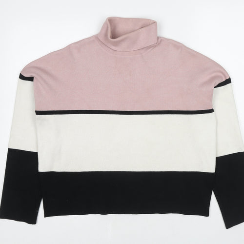 New Look Womens Multicoloured Roll Neck Striped Viscose Pullover Jumper Size M