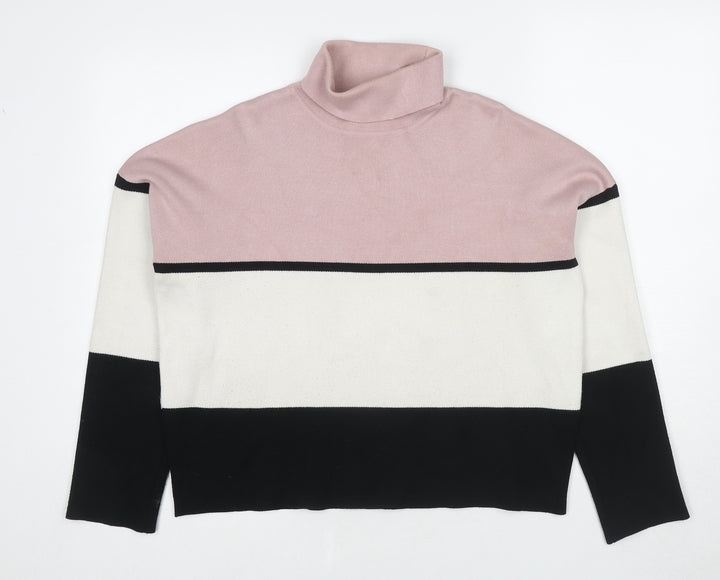 New Look Womens Multicoloured Roll Neck Striped Viscose Pullover Jumper Size M
