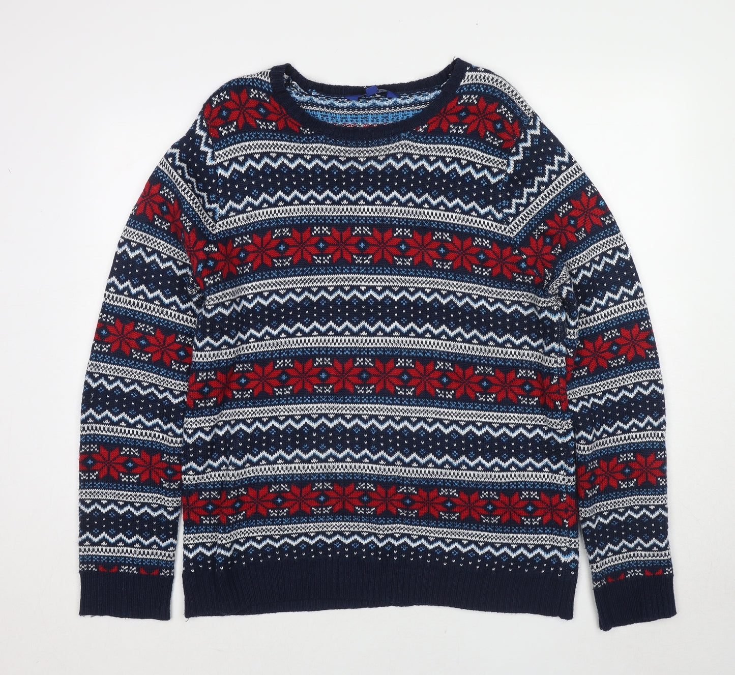 Mountain Mens Multicoloured Round Neck Fair Isle Acrylic Pullover Jumper Size XL Long Sleeve