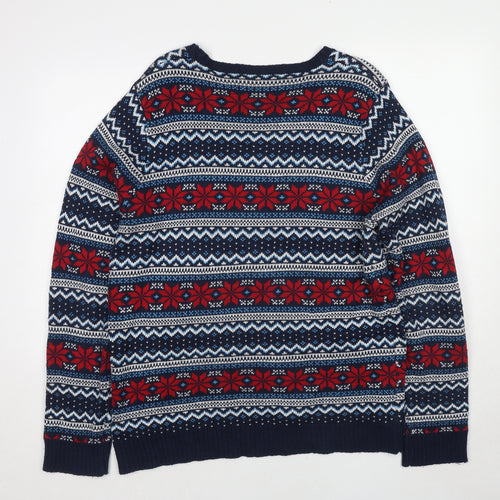 Mountain Mens Multicoloured Round Neck Fair Isle Acrylic Pullover Jumper Size XL Long Sleeve