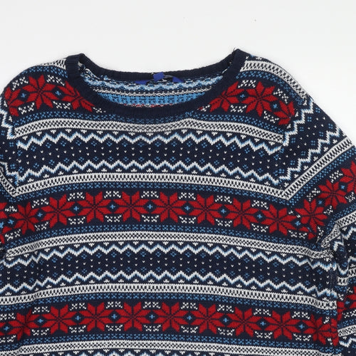 Mountain Mens Multicoloured Round Neck Fair Isle Acrylic Pullover Jumper Size XL Long Sleeve