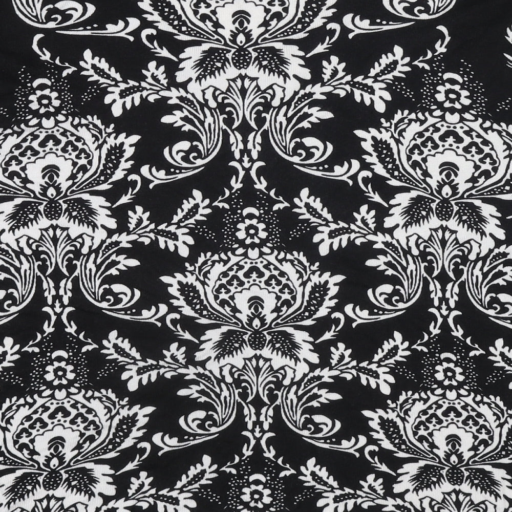 Damart Womens Black V-Neck Geometric Viscose Pullover Jumper Size 22