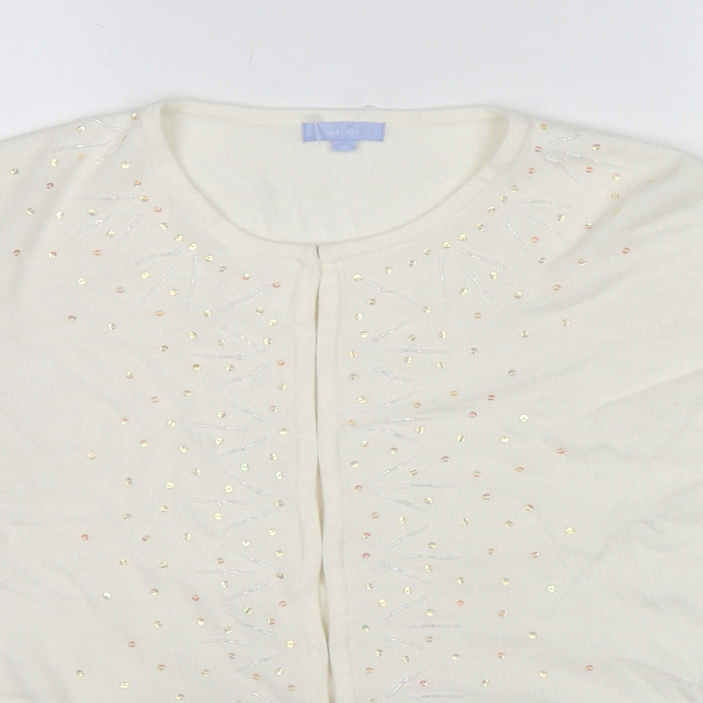 Alibi Womens White Round Neck Acrylic Cardigan Jumper Size 18