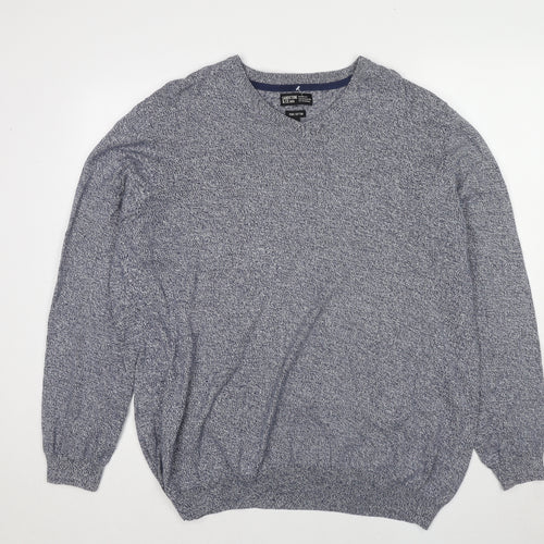 Sandstone & Co. Womens Blue V-Neck Cotton Pullover Jumper Size XL