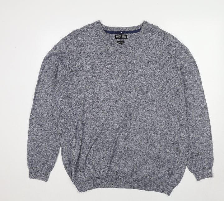 Sandstone & Co. Womens Blue V-Neck Cotton Pullover Jumper Size XL