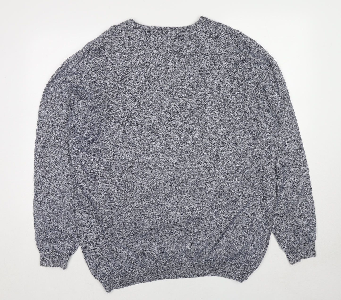 Sandstone & Co. Womens Blue V-Neck Cotton Pullover Jumper Size XL