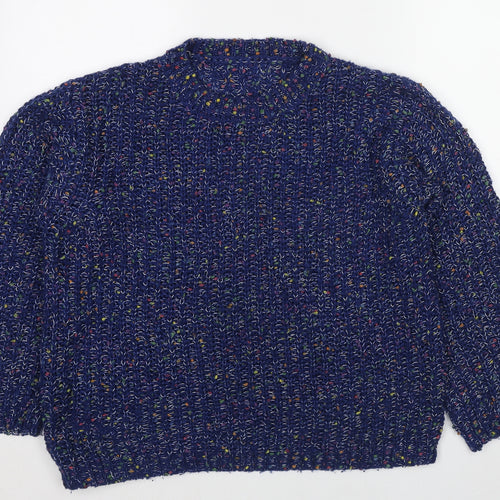 Apricot Womens Blue Round Neck Acrylic Pullover Jumper Size 14