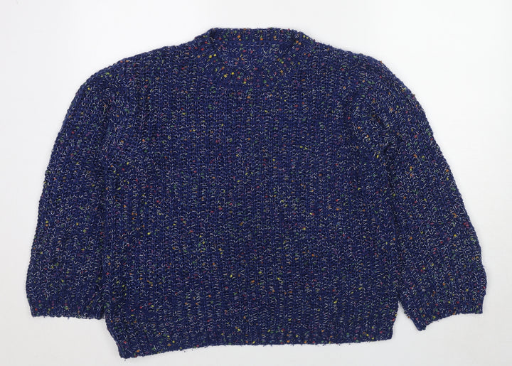 Apricot Womens Blue Round Neck Acrylic Pullover Jumper Size 14