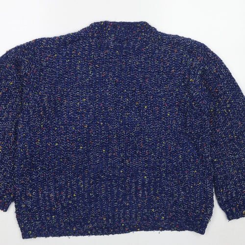 Apricot Womens Blue Round Neck Acrylic Pullover Jumper Size 14