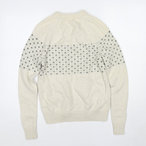 Gap Womens Ivory Round Neck Geometric Wool Pullover Jumper Size XS