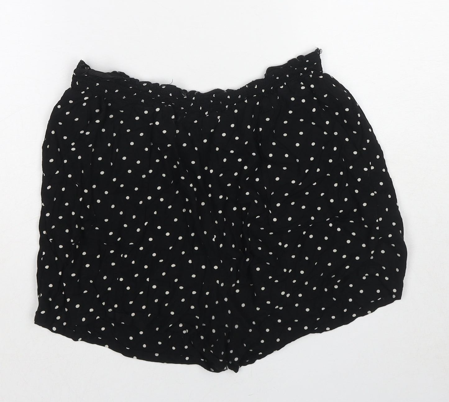 NEXT Womens Black Polka Dot Viscose Culotte Shorts Size 14 Regular Pull On