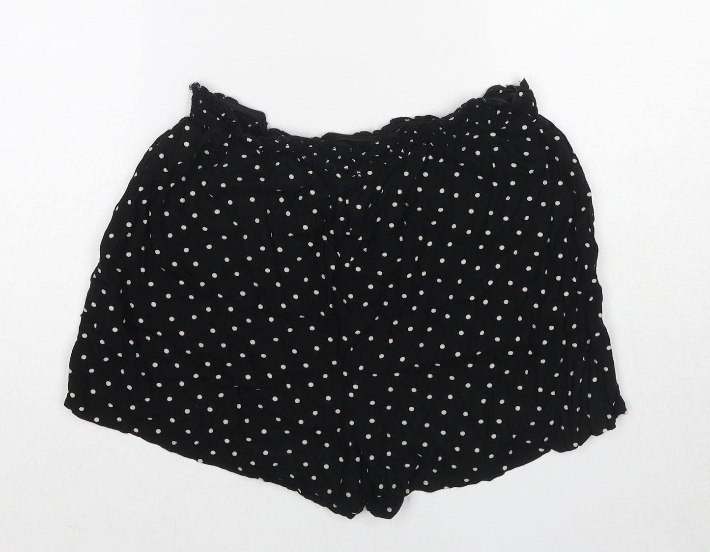 NEXT Womens Black Polka Dot Viscose Culotte Shorts Size 14 Regular Pull On