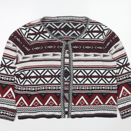 South Womens Multicoloured Round Neck Geometric Cotton Cardigan Jumper Size 22