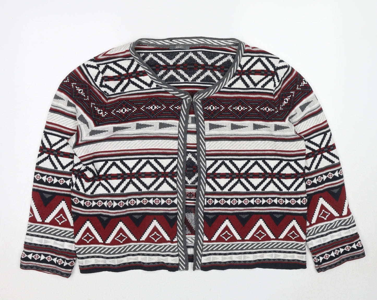 South Womens Multicoloured Round Neck Geometric Cotton Cardigan Jumper Size 22