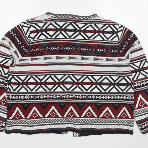 South Womens Multicoloured Round Neck Geometric Cotton Cardigan Jumper Size 22