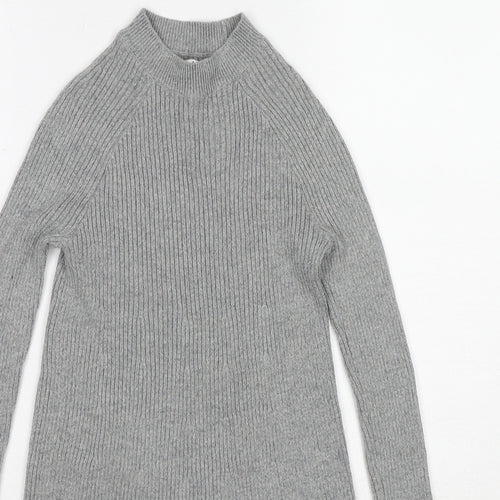 abercrombie kids Girls Grey Cotton Jumper Dress Size 9-10 Years Mock Neck Pullover - Stripe Detail