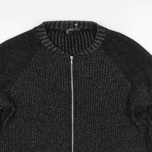 NEXT Womens Black Round Neck Acrylic Full Zip Jumper Size 16