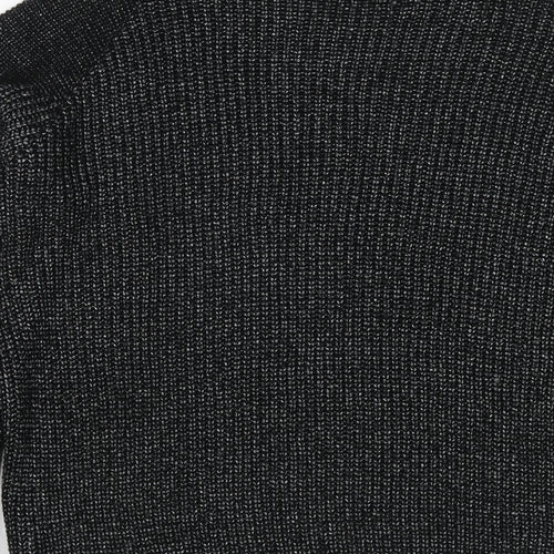 NEXT Womens Black Round Neck Acrylic Full Zip Jumper Size 16