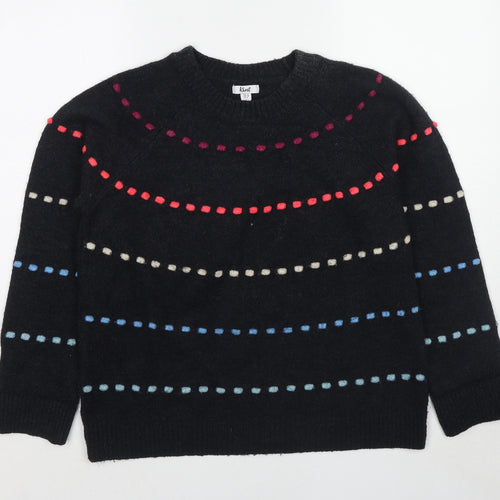 Khost Womens Blue Round Neck Geometric Acrylic Pullover Jumper Size 12