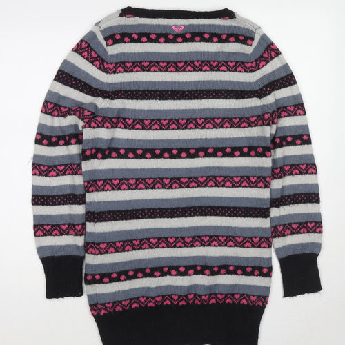 ROXY Womens Multicoloured Scoop Neck Striped Acrylic Pullover Jumper Size L