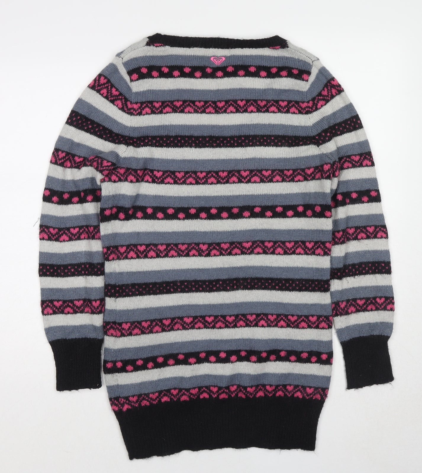 ROXY Womens Multicoloured Scoop Neck Striped Acrylic Pullover Jumper Size L