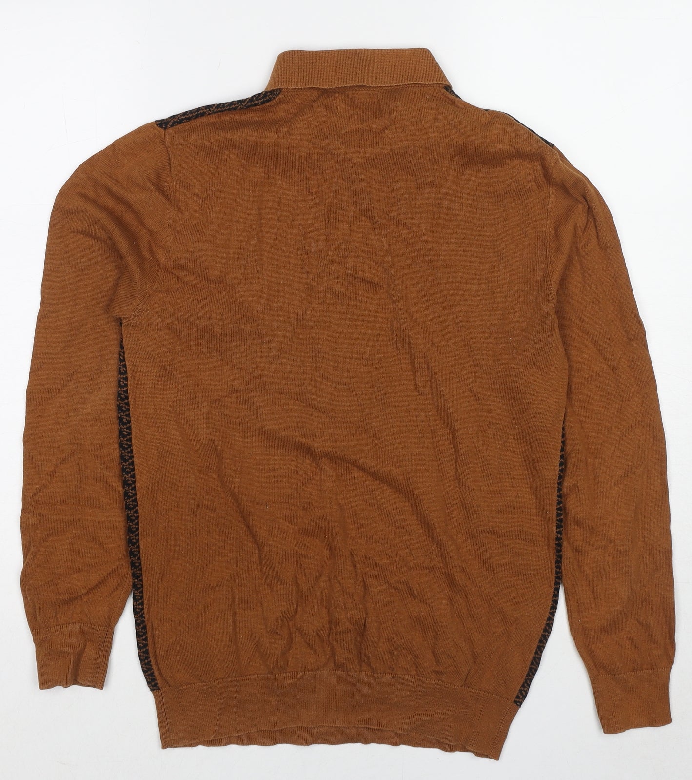 Burton Mens Brown Collared Geometric Cotton Pullover Jumper Size S Long Sleeve